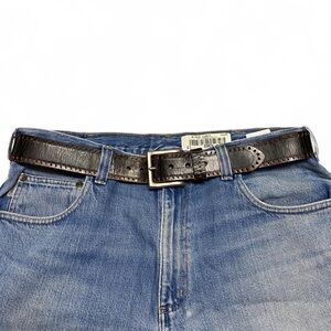 Vintage black weathered leather belt